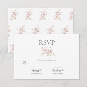 Floral Watercolor Script Pastell Pink Wedding RSVP