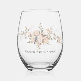 Floral Watercolor Script Romance Stemless Bridal S Weinglas Ohne Stiel