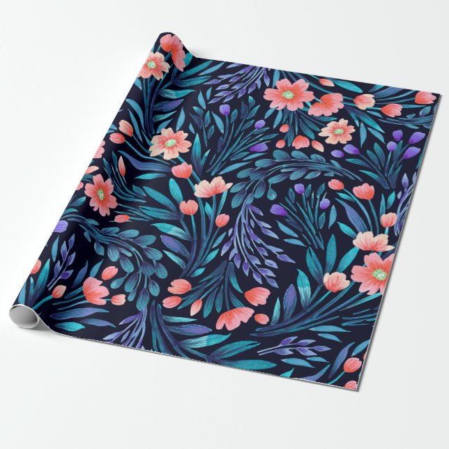 Floral watercolor seamless pattern. geschenkpapier (Ungerollt)