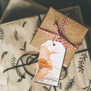 Floral Watercolor Valentine's Geschenkmarke Geschenkanhänger