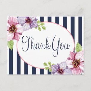 Floral Watercolor Vielen Dank für Ihre Lila Blume Postkarte