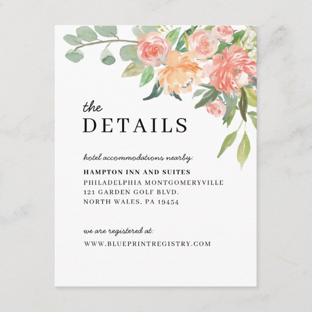 Floral Watercolor Wedding Einladungskarte (Vorderseite)