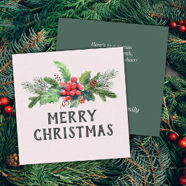 Floral Watercolor Weihnachten Quadratische Visitenkarte