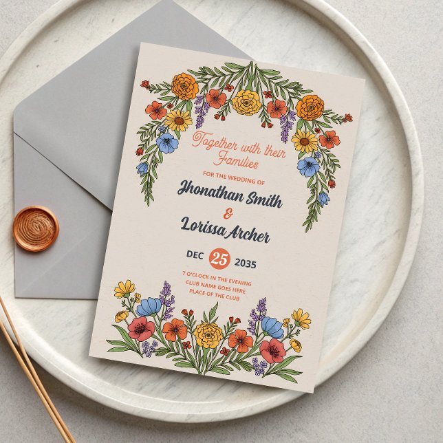 Floral Watercolor Wildflower Wedding Invitation Einladung (Von Creator hochgeladen)