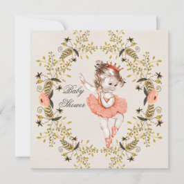 Floral Watercolor Wreath Ballerina Babydusche Einladung