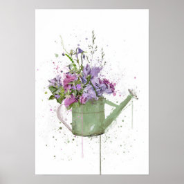 Floral Watering Can Poster