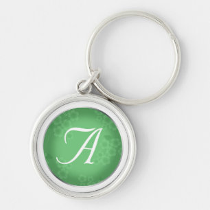 Floral Watermark Jade Green Monogram Schlüsselanhä Schlüsselanhänger