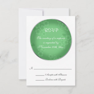 Floral Watermark Jade Green Wedding RSVP Cards Karte
