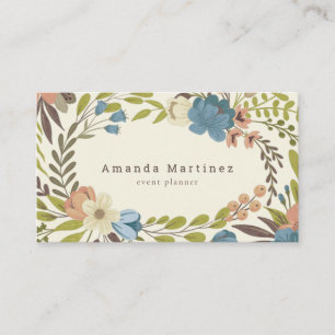 Floral Wath Light Yellow Business Card Visitenkarte