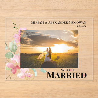 Floral We got married Wedding announcement  Acryleinladungen