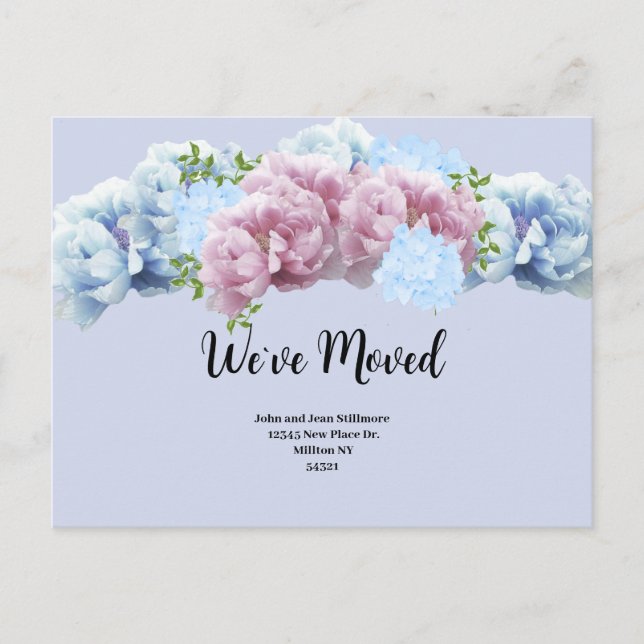 Floral We`ve Move Postcard Ankündigungspostkarte (Vorderseite)