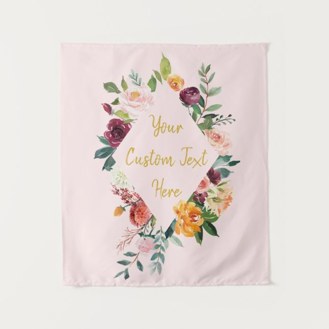 Floral Wedding Backdrop Empfang Foto Messestand Wandteppich (Vorderseite)