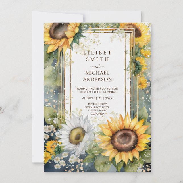 Floral Wedding Birthday Baby Shower Retirement Sun Einladung (Vorderseite)