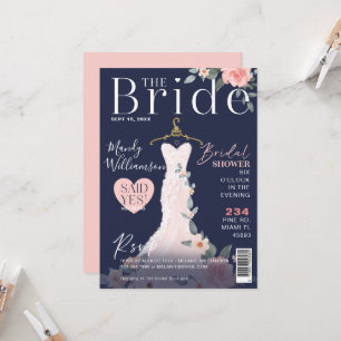 Floral Wedding Dress Brautparty Magazine Cover  Einladung
