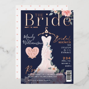 Floral Wedding Dress Brautparty Magazine Cover Folieneinladung
