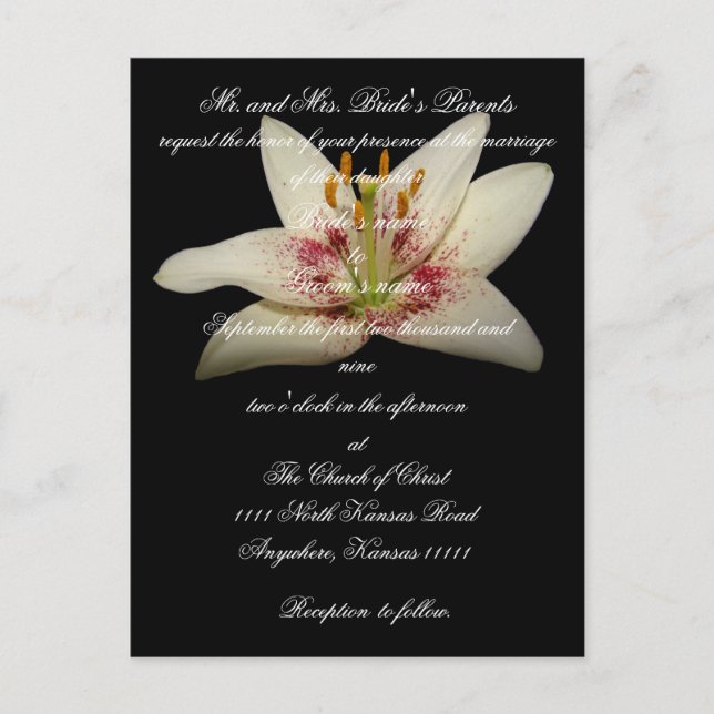 Floral Wedding Einladung Weiße Lilie (Vorderseite)