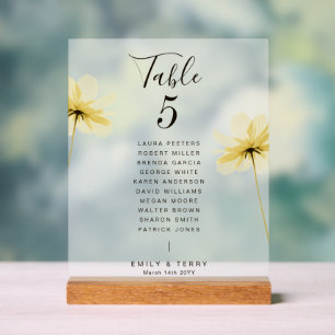 Floral Wedding Guest Names Tischnummer Mattiert Acrylschild