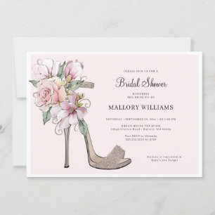 Floral Wedding Heelses Brautparty Einladung