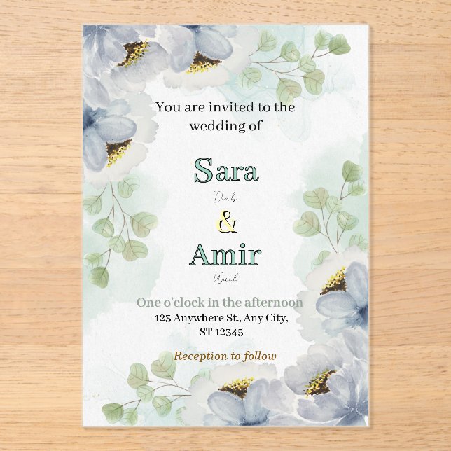 Floral wedding Invitation  (Recto)
