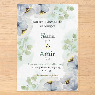 Floral wedding Invitation  Acryleinladungen