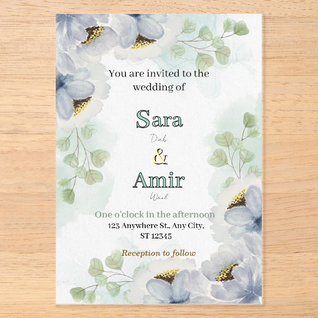 Floral wedding Invitation  Acryleinladungen (Vorderseite)