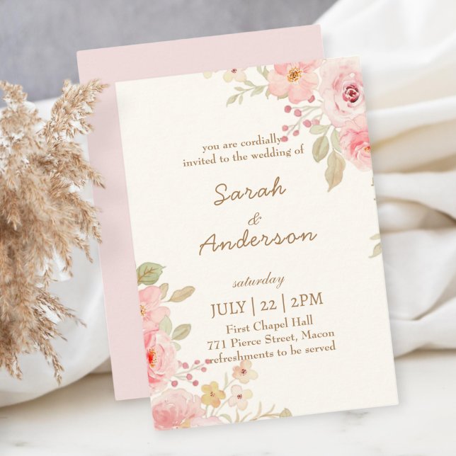 Floral Wedding Invitation Template Wedding  Dankeskarte (Von Creator hochgeladen)