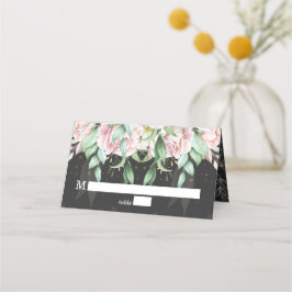 Floral Wedding Luxury Black and Pink Platzkarte