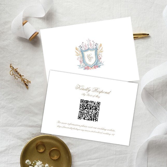 Floral Wedding Monogram Crest RSVP Card (Von Creator hochgeladen)