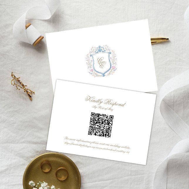 Floral Wedding Monogram Crest RSVP Card (Von Creator hochgeladen)