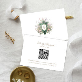 Floral Wedding Monogram Crest RSVP Card Karte
