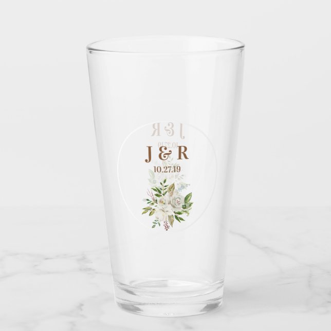 Floral Wedding Monogram Glas (Vorderseite)
