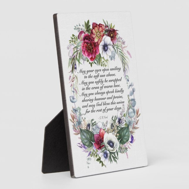 Floral Wedding Original Gedicht Fotoplatte (Seite)