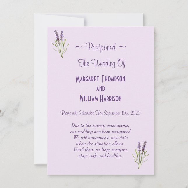 Floral Wedding Postponement Cancel Virus COVID-19 Einladung (Vorderseite)