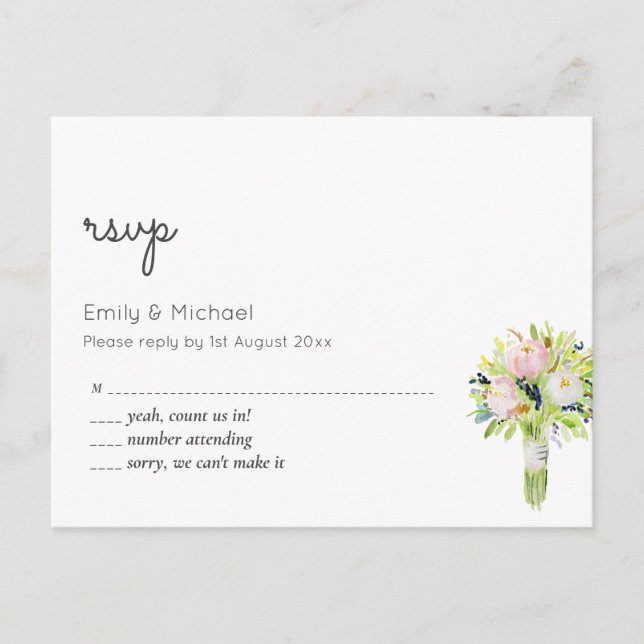 Floral Wedding RSVP Postkarte (Vorderseite)