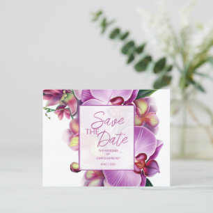 Floral Wedding Save the Date Foto & QR Code Ankündigungspostkarte