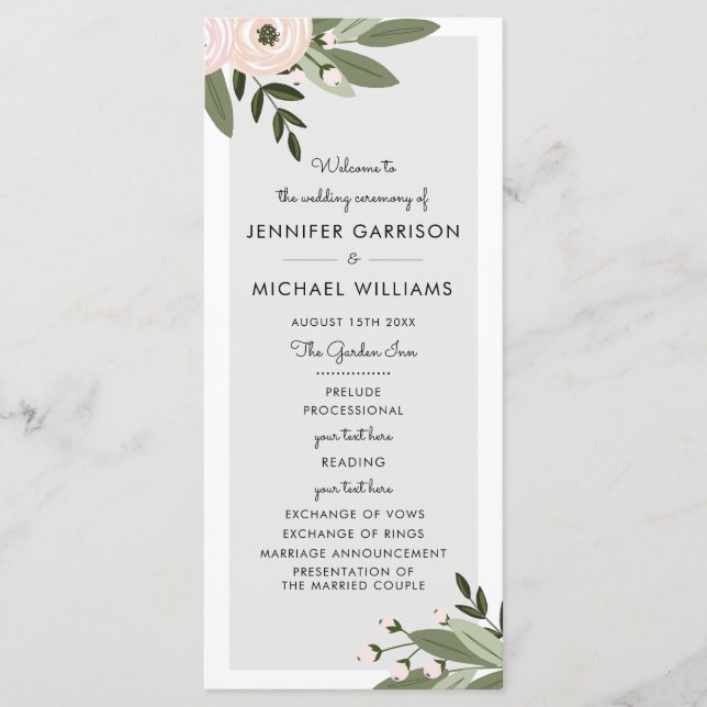 Floral Wedding Sprigs Program Programm (Vorderseite)