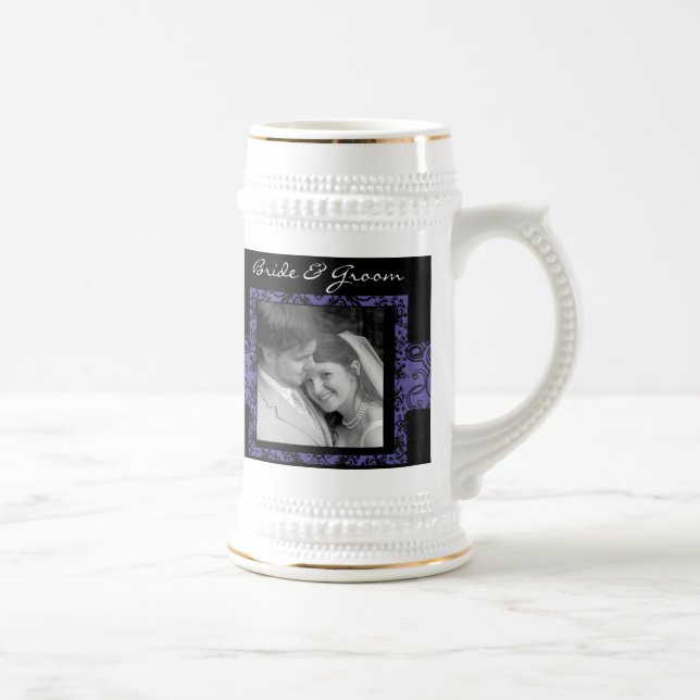 Floral Wedding Stein Foto Geschenk Bierglas (Rechts)
