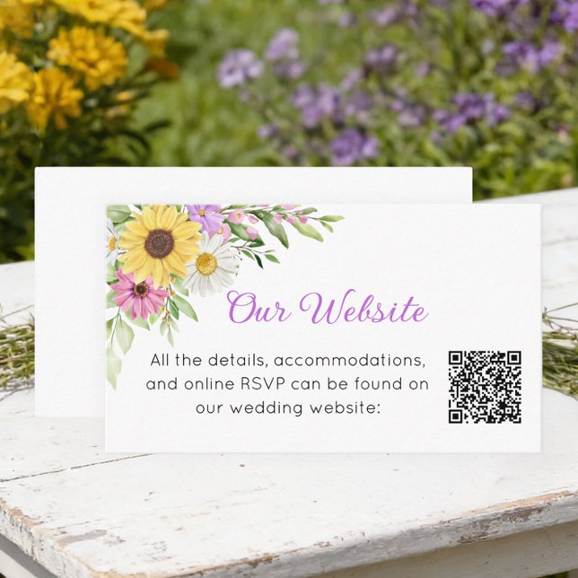 Floral Wedding Sunflower Daisy Wildflowers Website Begleitkarte (Von Creator hochgeladen)