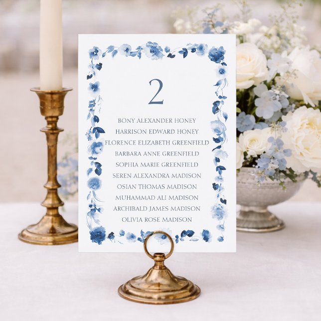 Floral Wedding Table Number with Guest List Einladung (Von Creator hochgeladen)