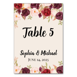 Floral Wedding  Tischnummer