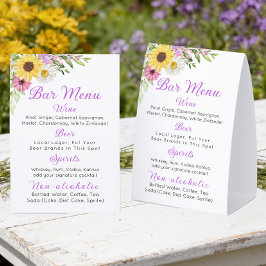 Floral Wedding Wildflower Sunflower Daisy Bar Tischaufsteller