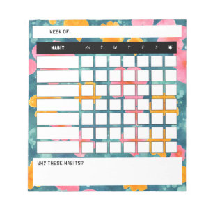 Floral Weekly Habit Tracker Notepad Notizblock