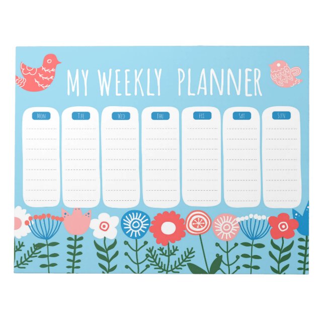 Floral Weekly Planner Notepad Notizblock (Vorderseite)