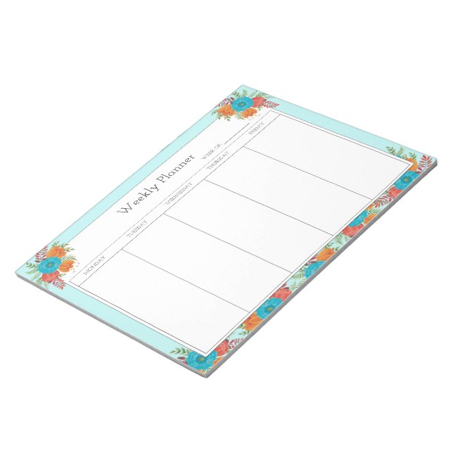 Floral Weekly Planner Notepad Notizblock (angewinkelt)