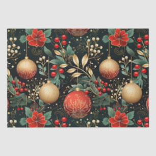 Floral Weihnachten Chic Muster Red Green Gold Seidenpapier