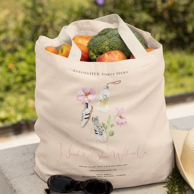 Floral Wellness Frauen Logo für Gesundheit und Fit Tragetasche (Von Creator hochgeladen)
