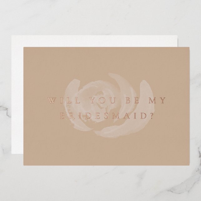 Floral werden Sie meine Bridesmaid Gold Foil Card  Folieneinladung (Vorderseite/Rückseite)