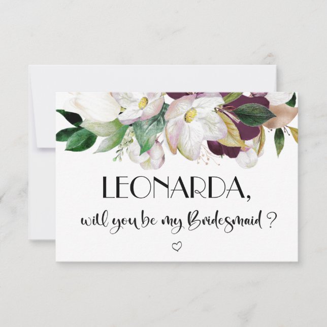 Floral Werden Sie meine Bridesmaid-Vorschlagskarte (Vorderseite)