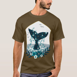 Floral Whale Schwanz T-Shirt