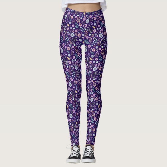Floral Whimsical Boho Muster Leggings (Vorderseite)